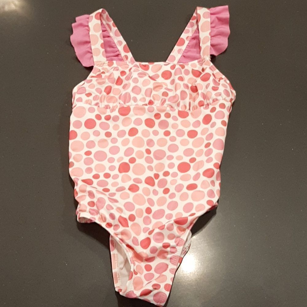 Penelope Mack 4T Pink and White One Piece Bathing Suit